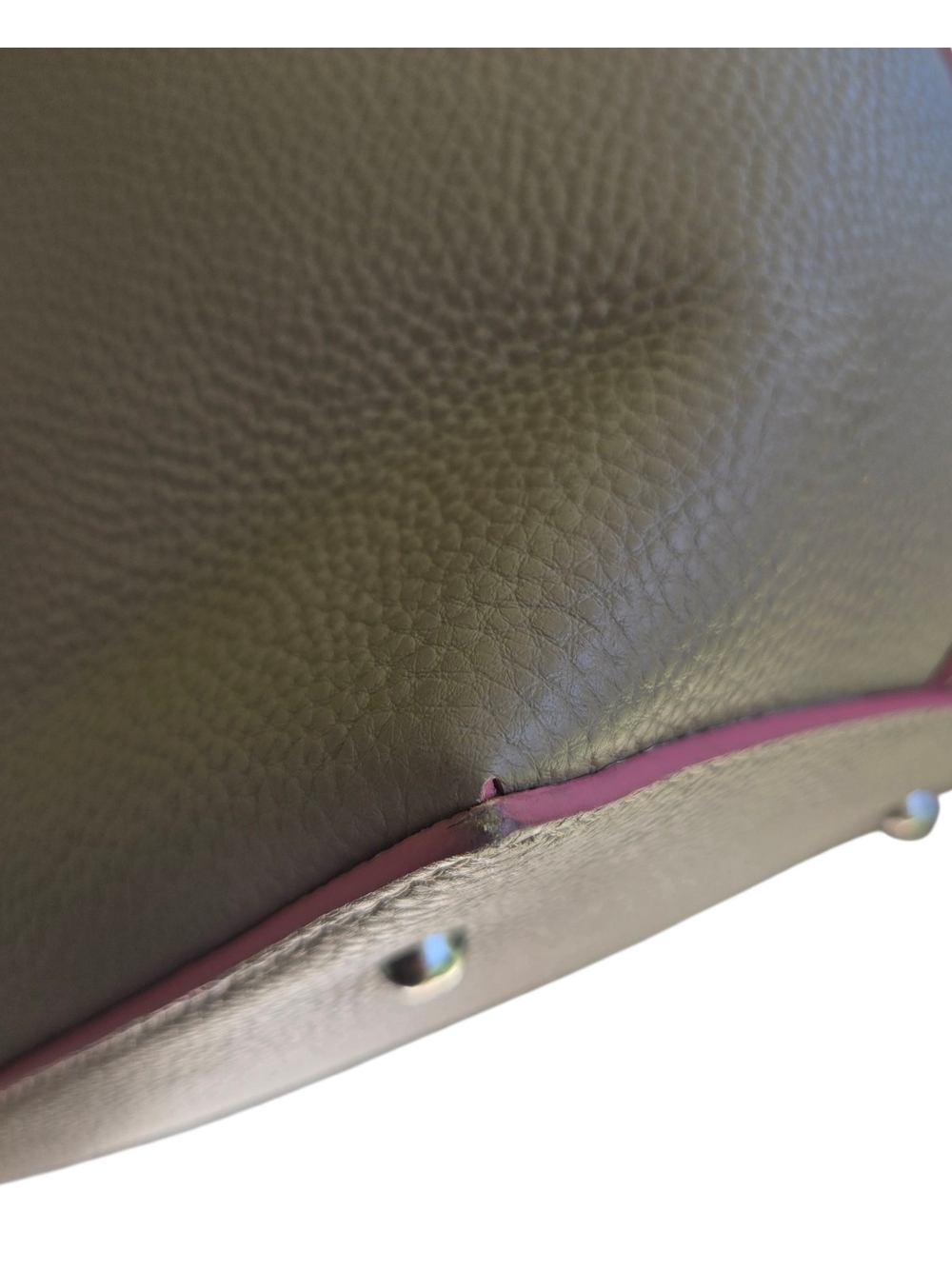 Lodis Taupe Pebbled Leather Work Tote With Pink Trim - Picture 9 of 12
